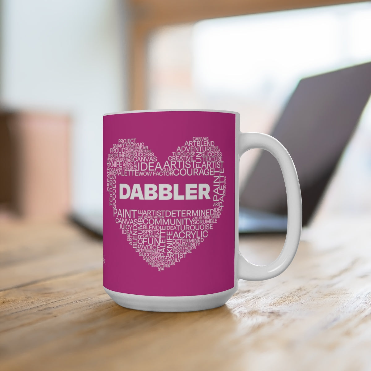 Pink Dabbler Word Art Mug