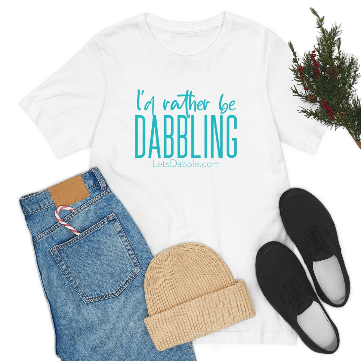 Teal I'd Rather Be Dabbling Short Sleeve Tee