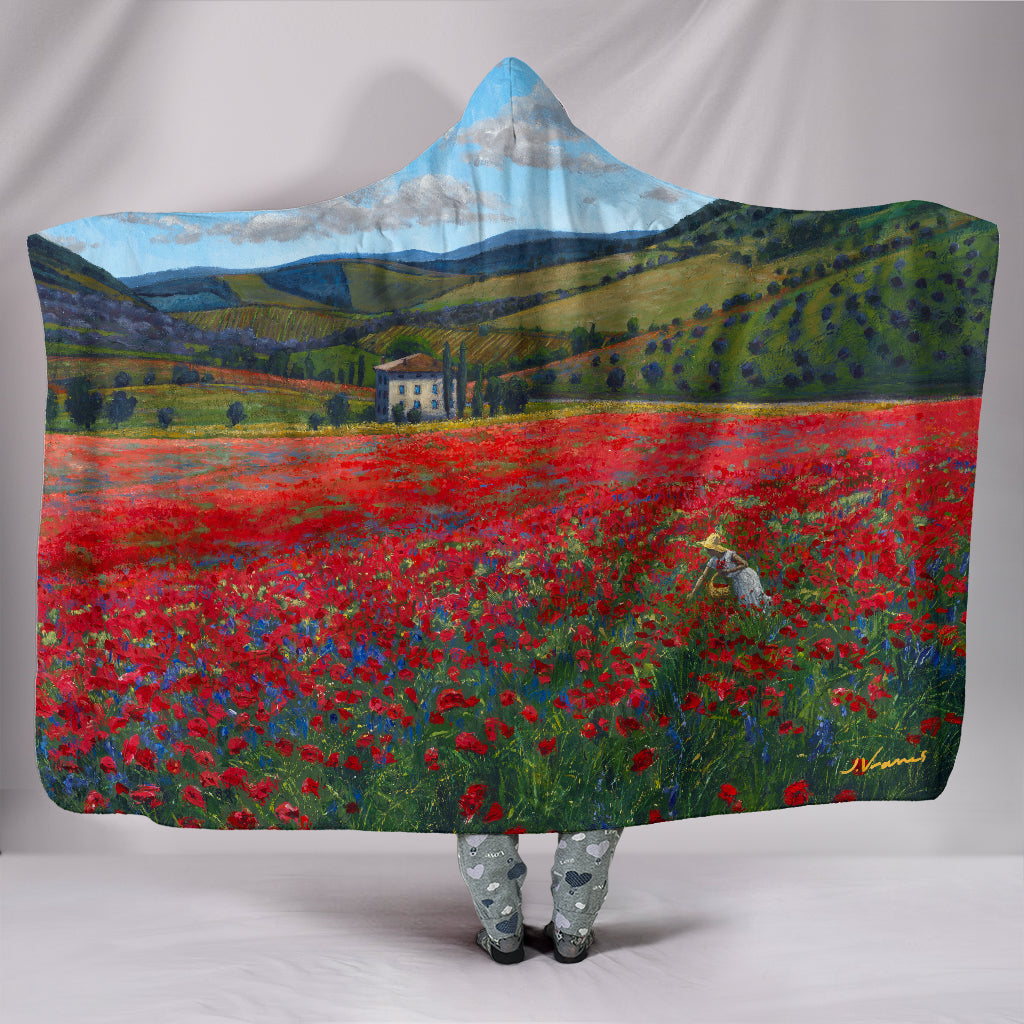 Poppy Paradise - Hooded Blanket by Jennifer Vranes